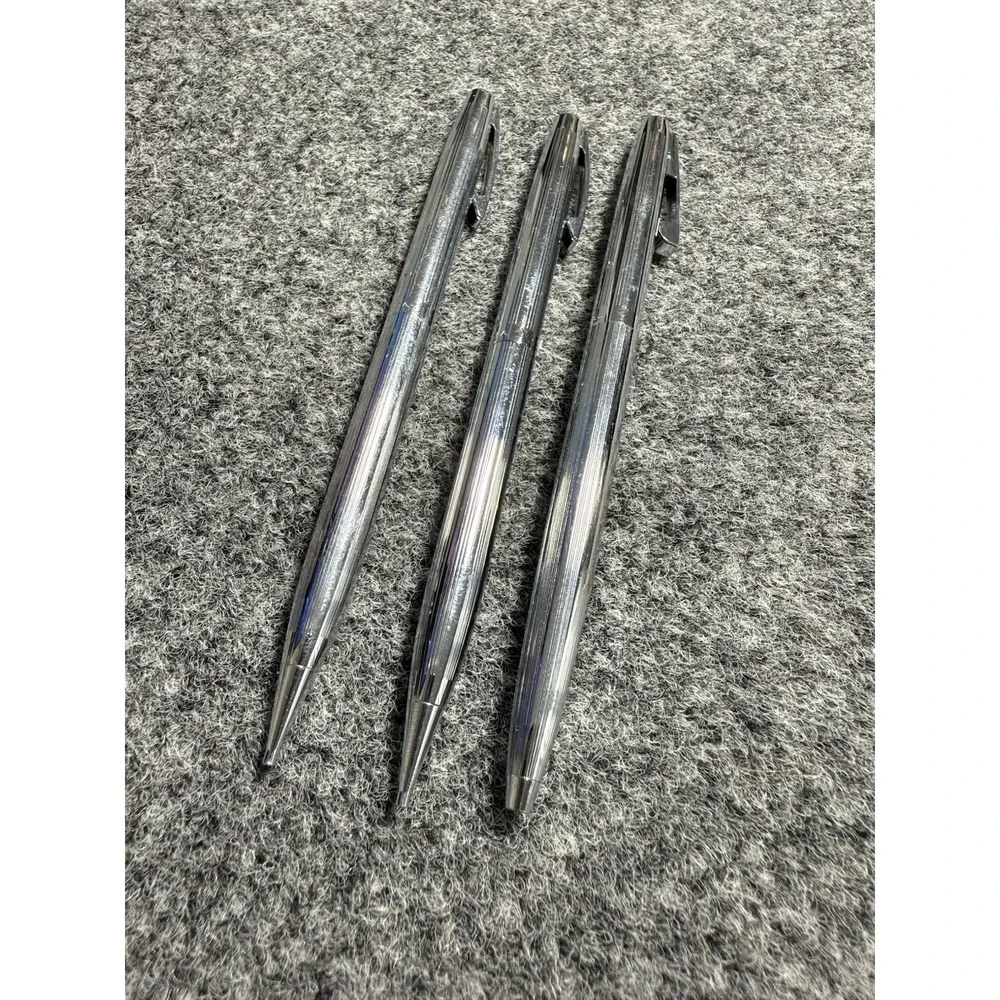 1970s SHEAFFER White Dot Ballpoint Pen + 2 Mechanical‎ Pencil Set Silver Working